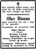 Dødsannonse Olav Hauan