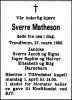 Dødsannonse Sverre Matheson